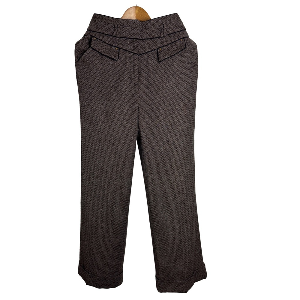 Leifsdottir Anthropologie Tweed Trousers — high waist, cuffed, 70s vibe
